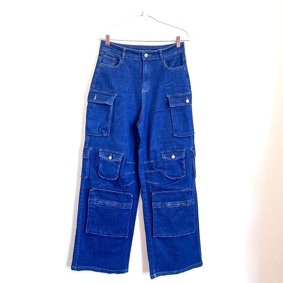 Nichole Lynel Baggy Wide Leg Cargo Oversized Womens Jeans Size M Streetwear Punk - Picture 2 of 8